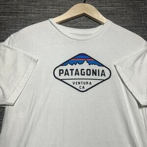 Patagonia Shirt Men's L White Short Sleeve Slim Fit Ventura CA